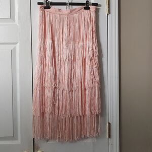 Order Plus peachy pink layered  tassel  rough hem skirt  Sz S